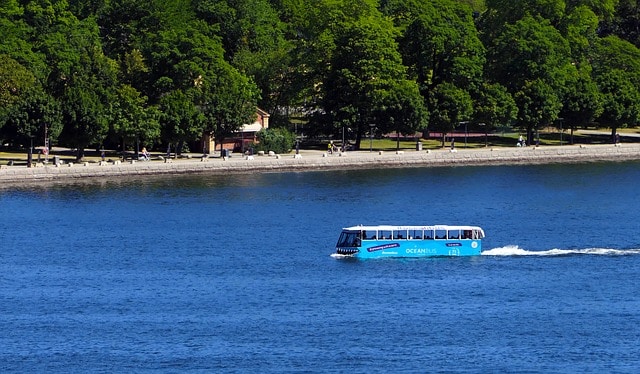 Bus in the water