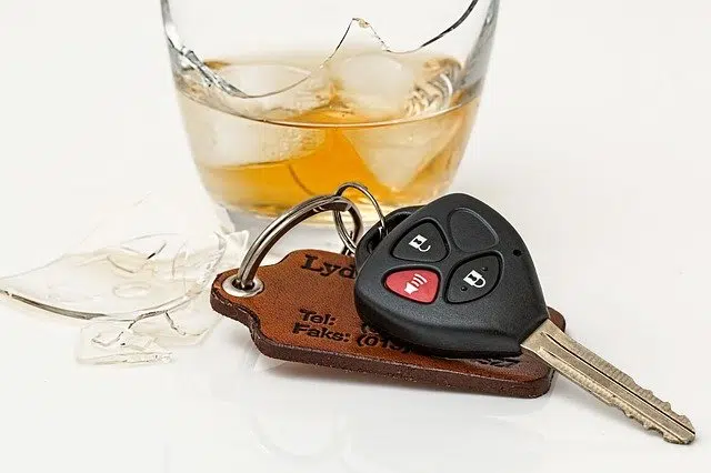 Alcoholic drink and keys