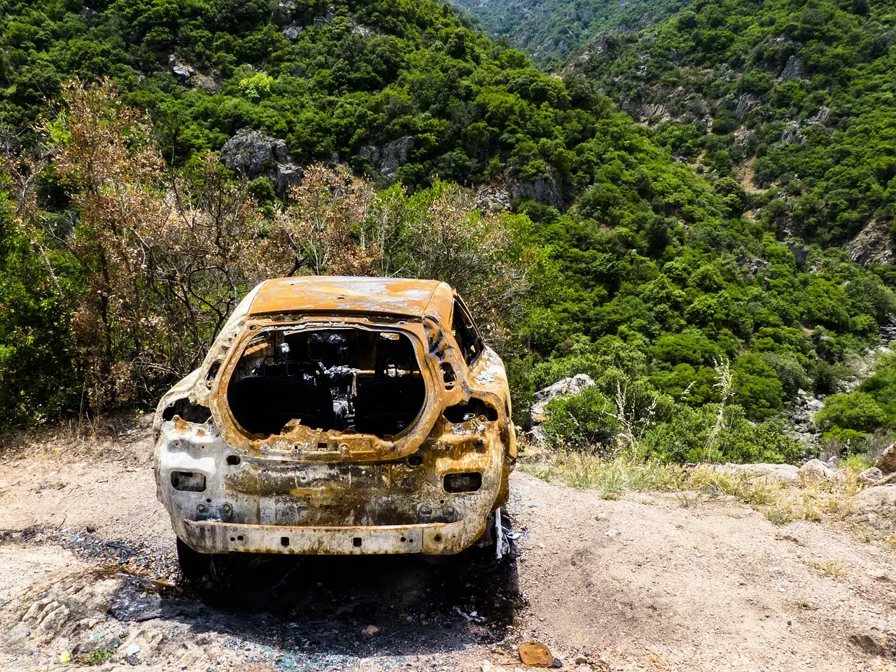 Destroyed car