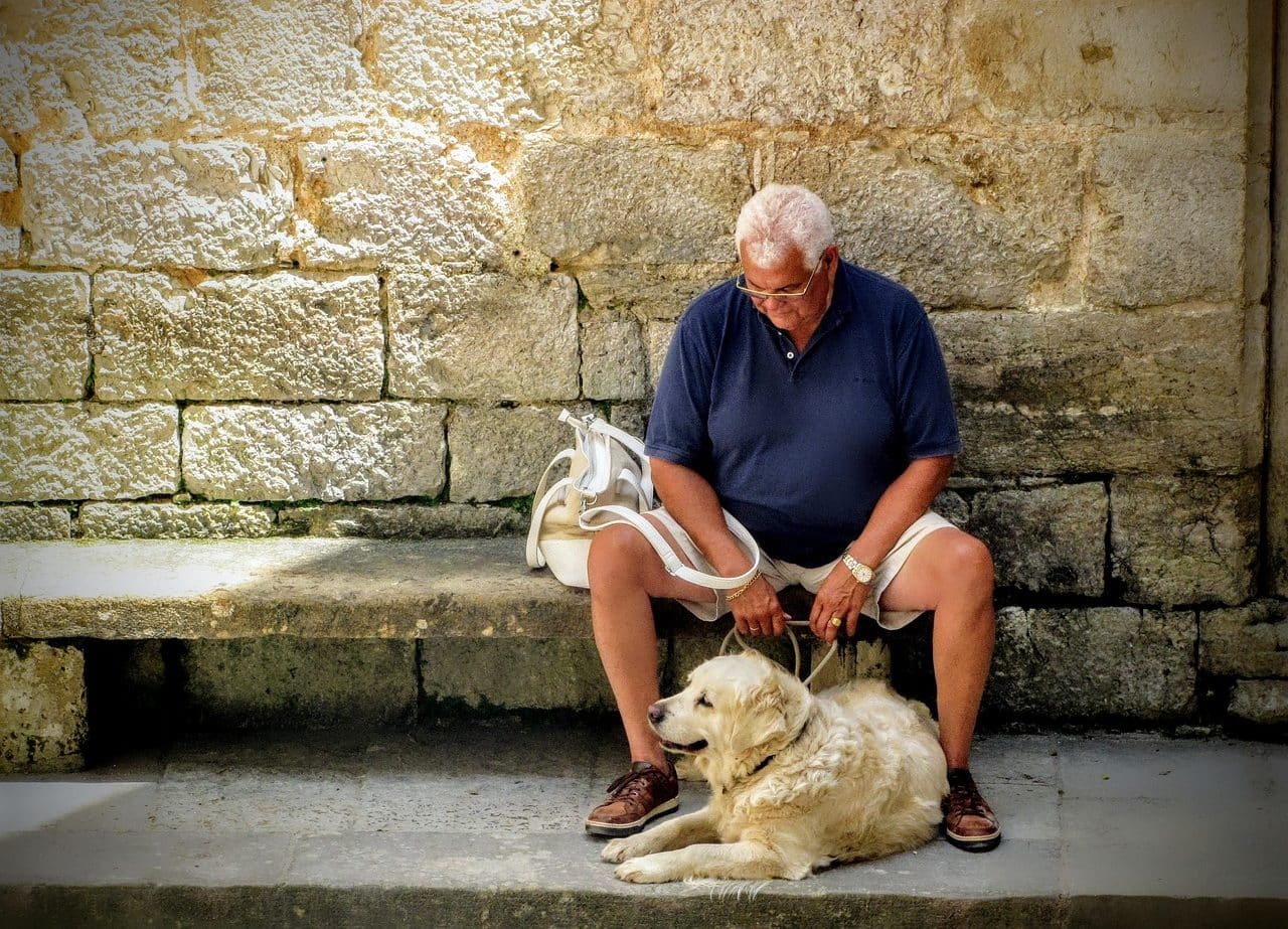 A man with his dog