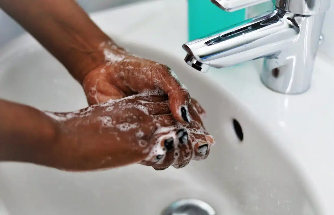 Soap and water