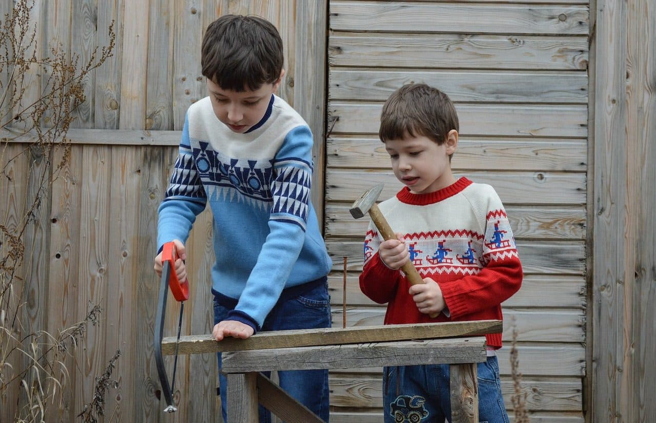 Children with tools