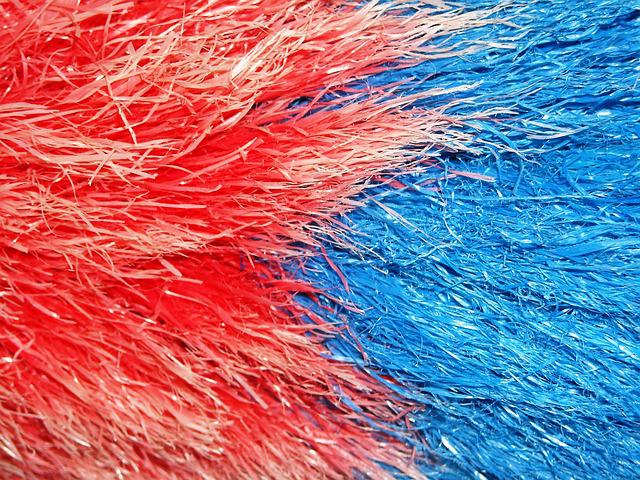 Raffia red and blue strips