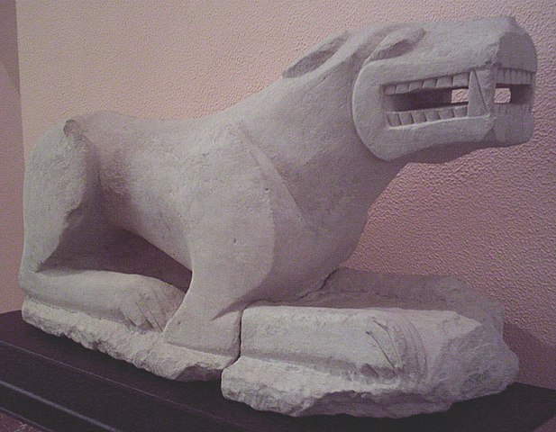 Zoomorphic lioness sculpture