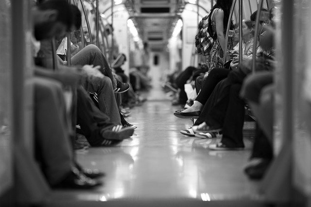 People traveling by train