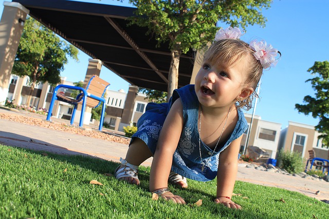 Little girl crawling