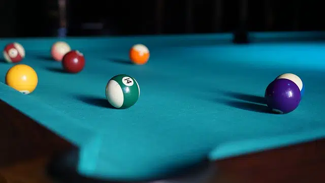 Billiard table and balls