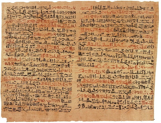 Hieroglyphic writing on papyri