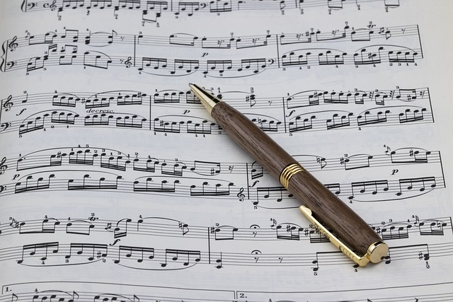 Pen on sheet music