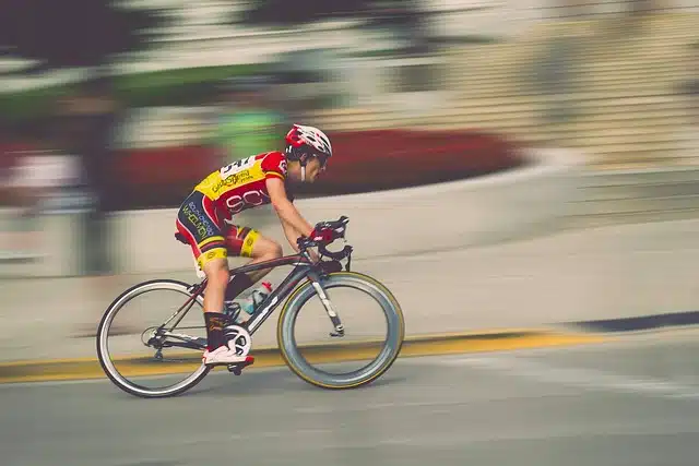 Cyclist in full race