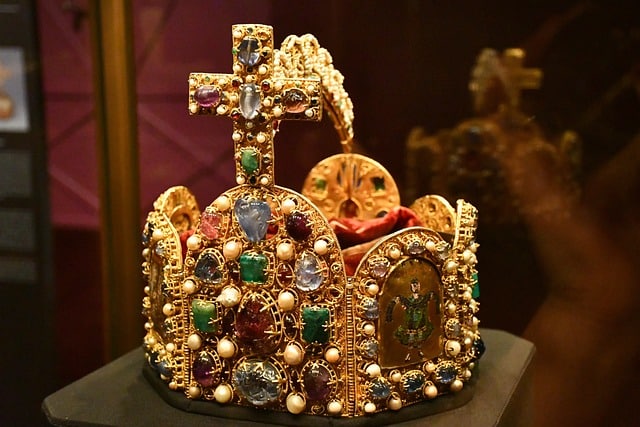 Gold crown with encrusted stones