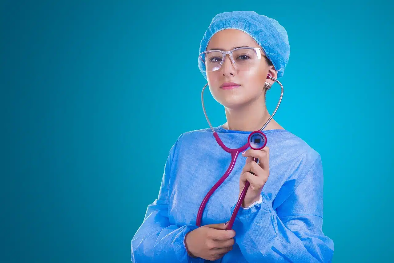 Female doctor holding a stethoscope