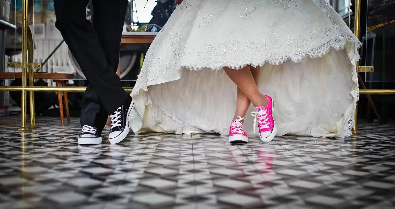 Boyfriend and girlfriend in sneakers