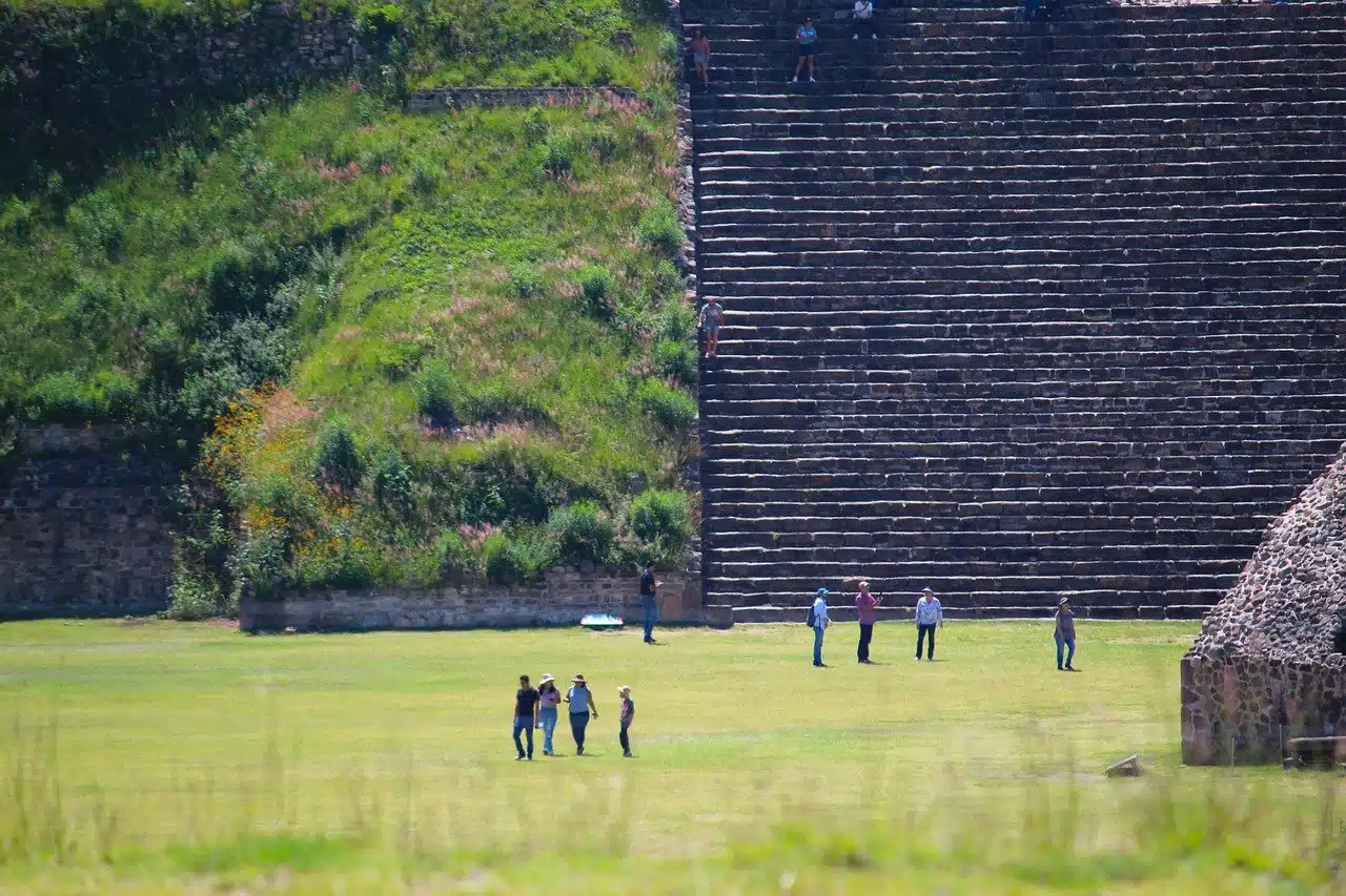 Staircase of the archaeological site of Monte Albán, in Mexico