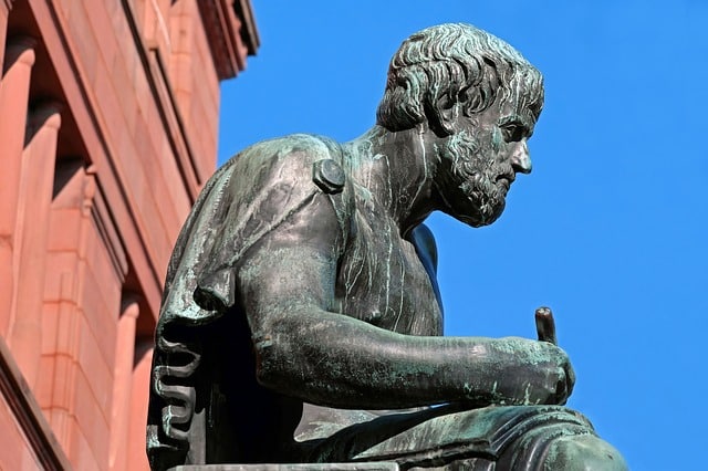 Predicament sculpture of Aristotle