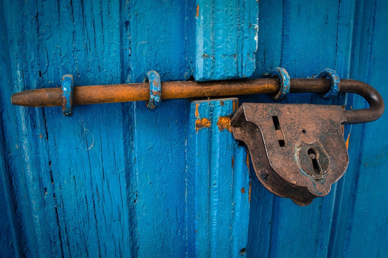 Door with padlock