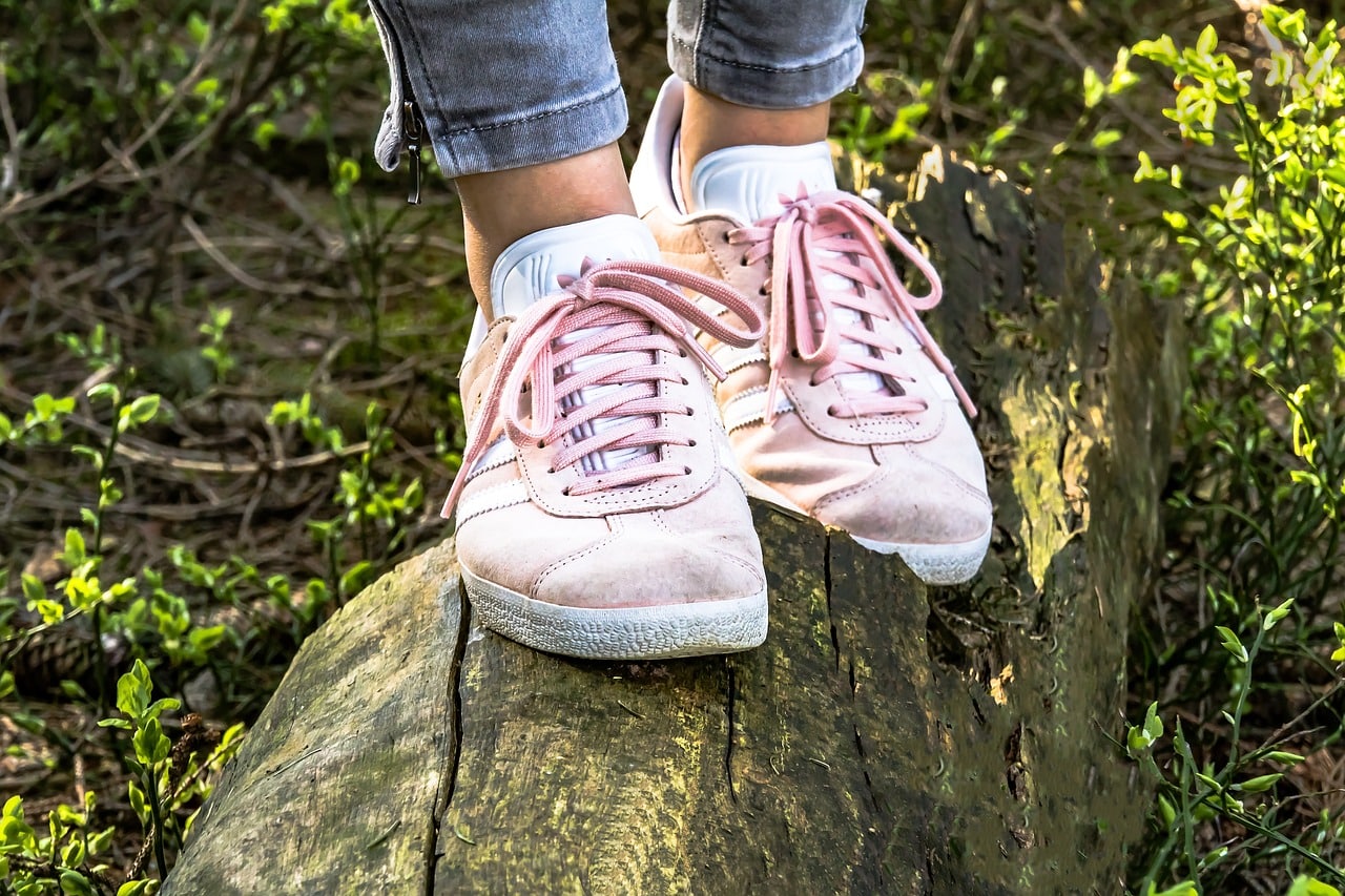 Pink lace-up sneakers