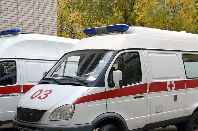 Ambulance van transporting patients