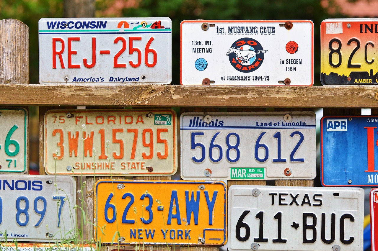 License plates of different colors