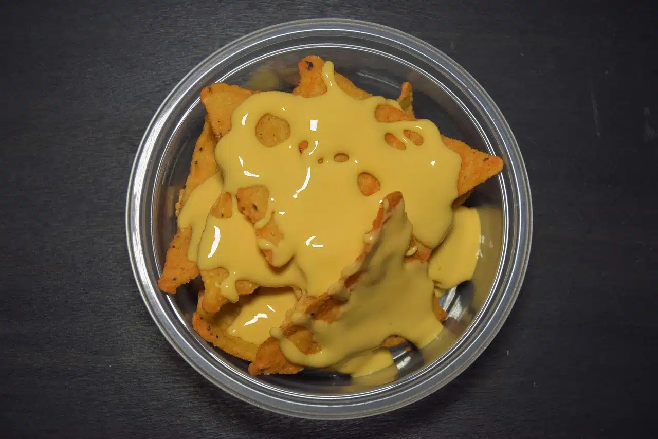 Tortilla chips with melted cheese