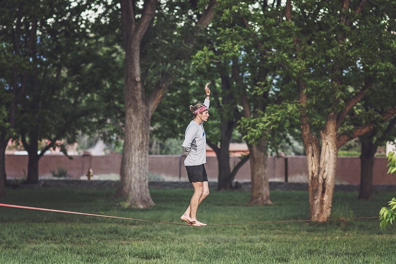 tightrope walker in a park