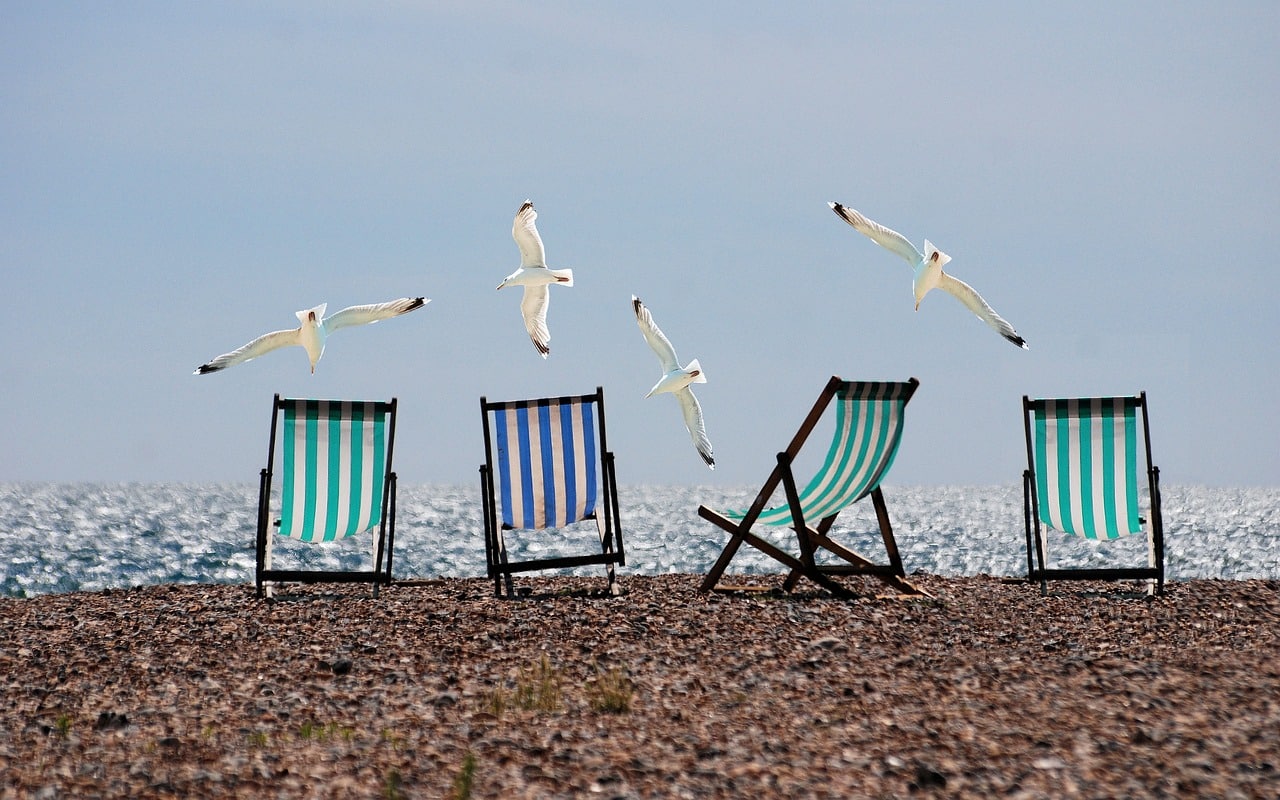 Loungers facing the sea