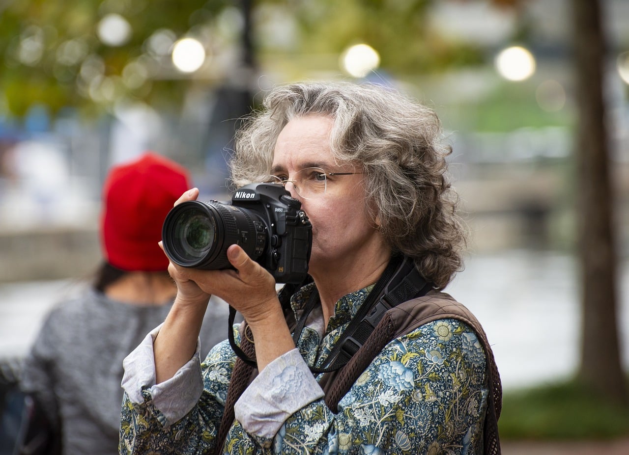 Photographer in a park