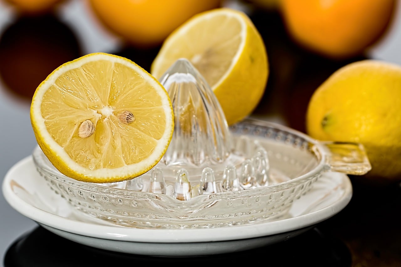 Citrus juicer and cut lemon