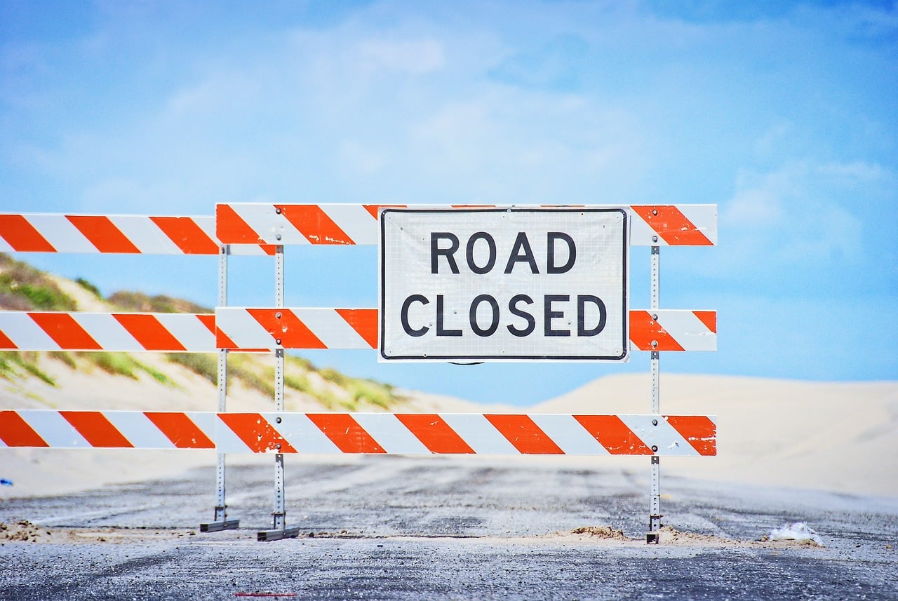 Barrier blocking a road