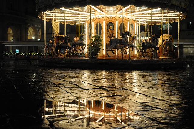 merry-go-round lights at night