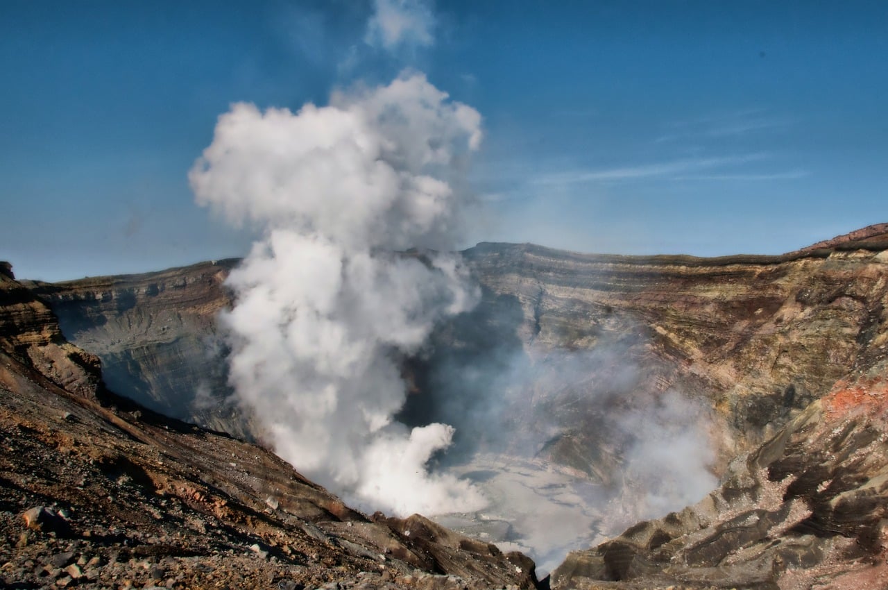 Volcano erupting