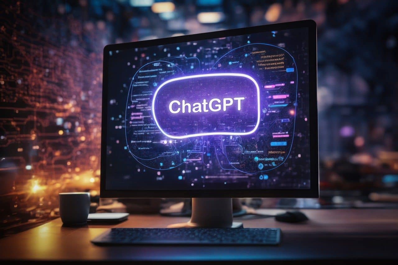 Monitor with ChatGPT logo