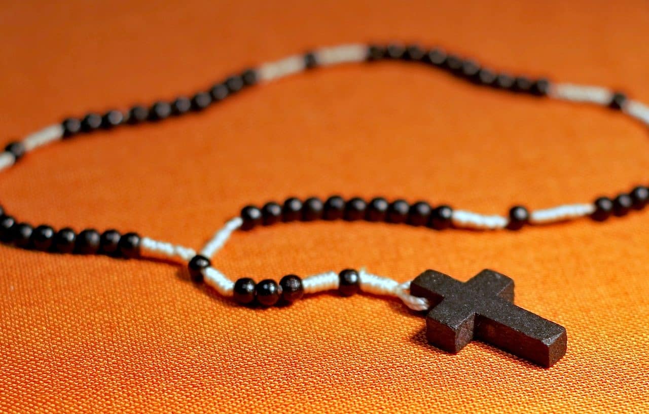 Rosary on a table