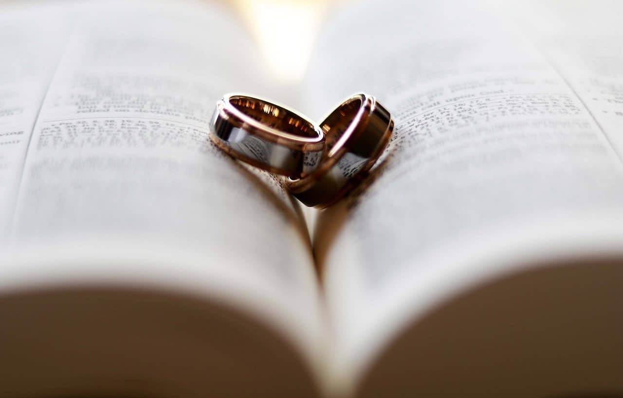 Wedding rings on the Bible