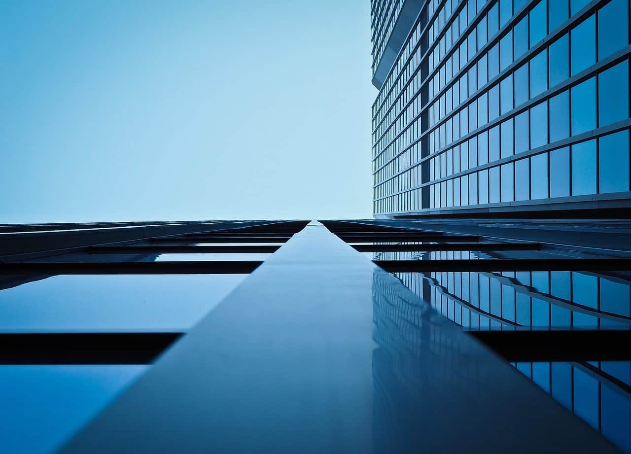 Building photographed towards the sky