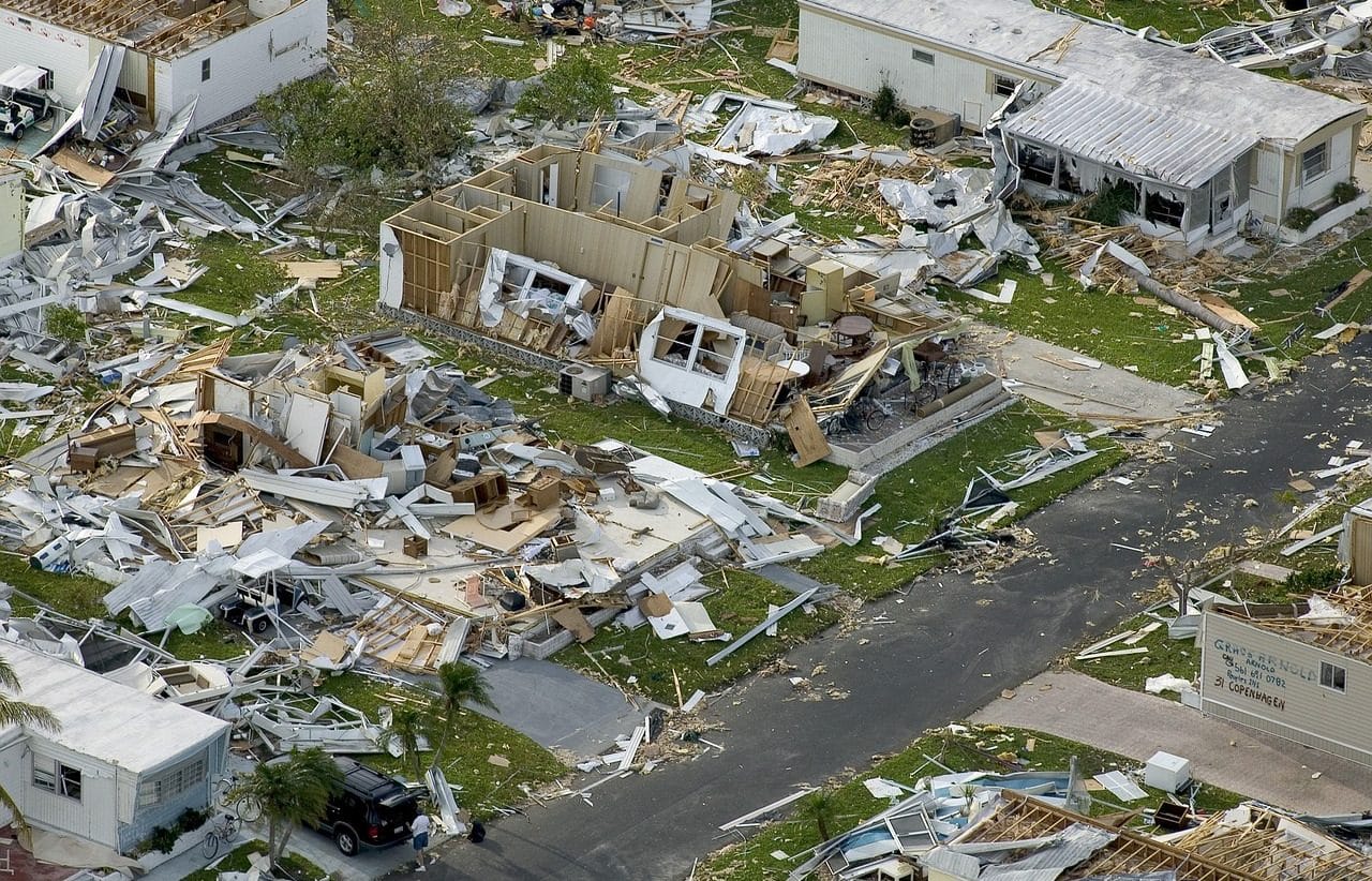 City destroyed by a natural disaster