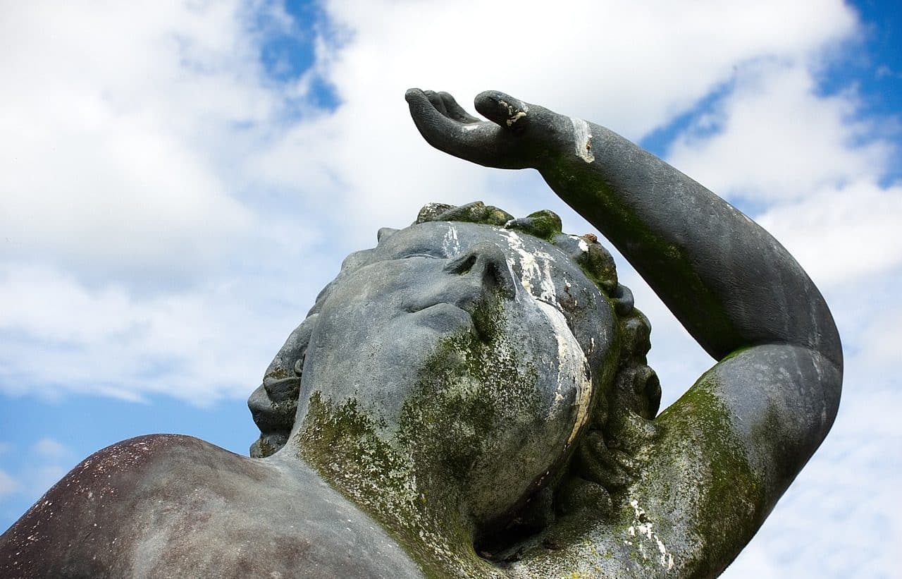 Angel statue covering his face