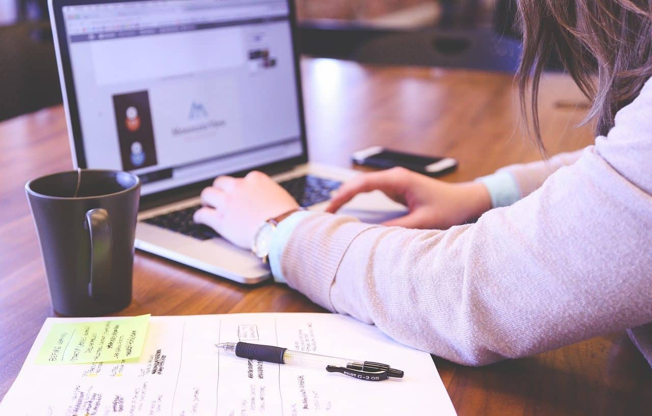 Woman working on her laptop