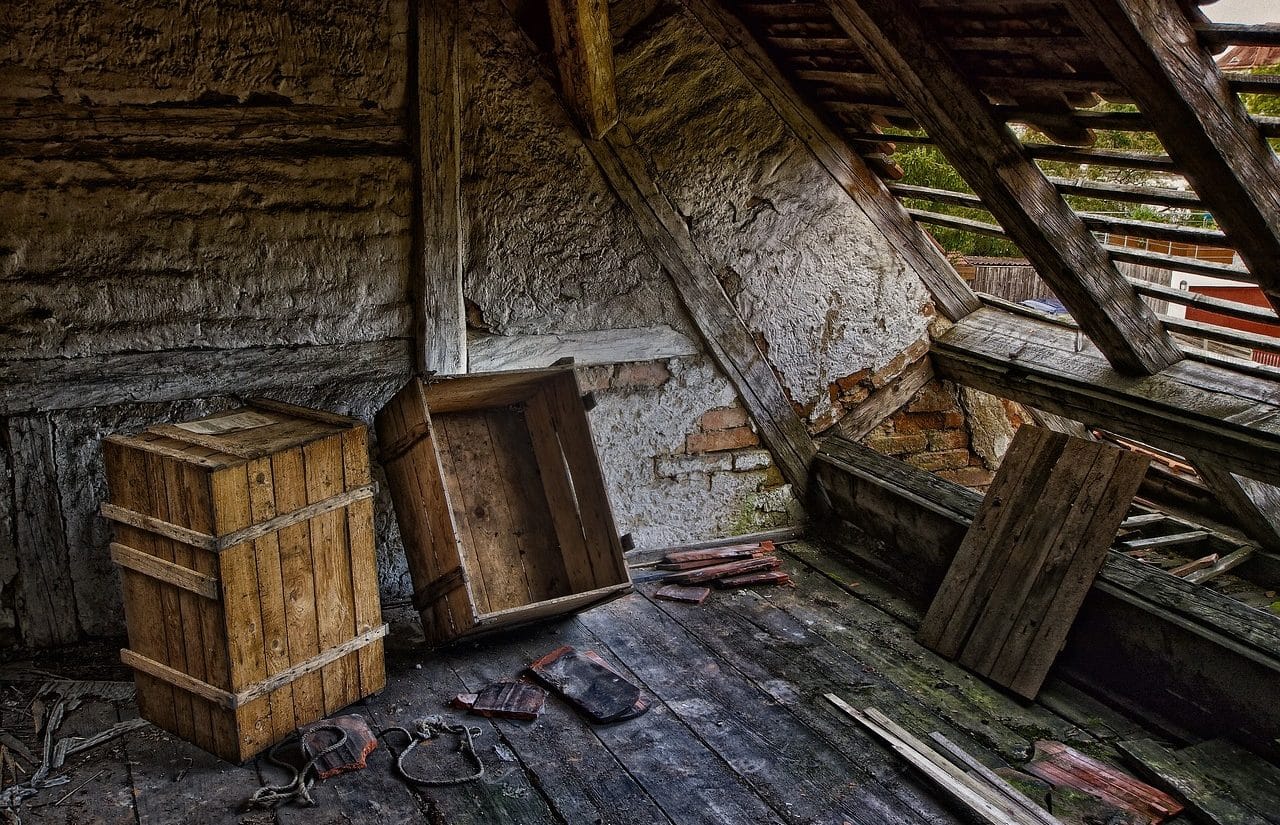 Abandoned and dilapidated attic