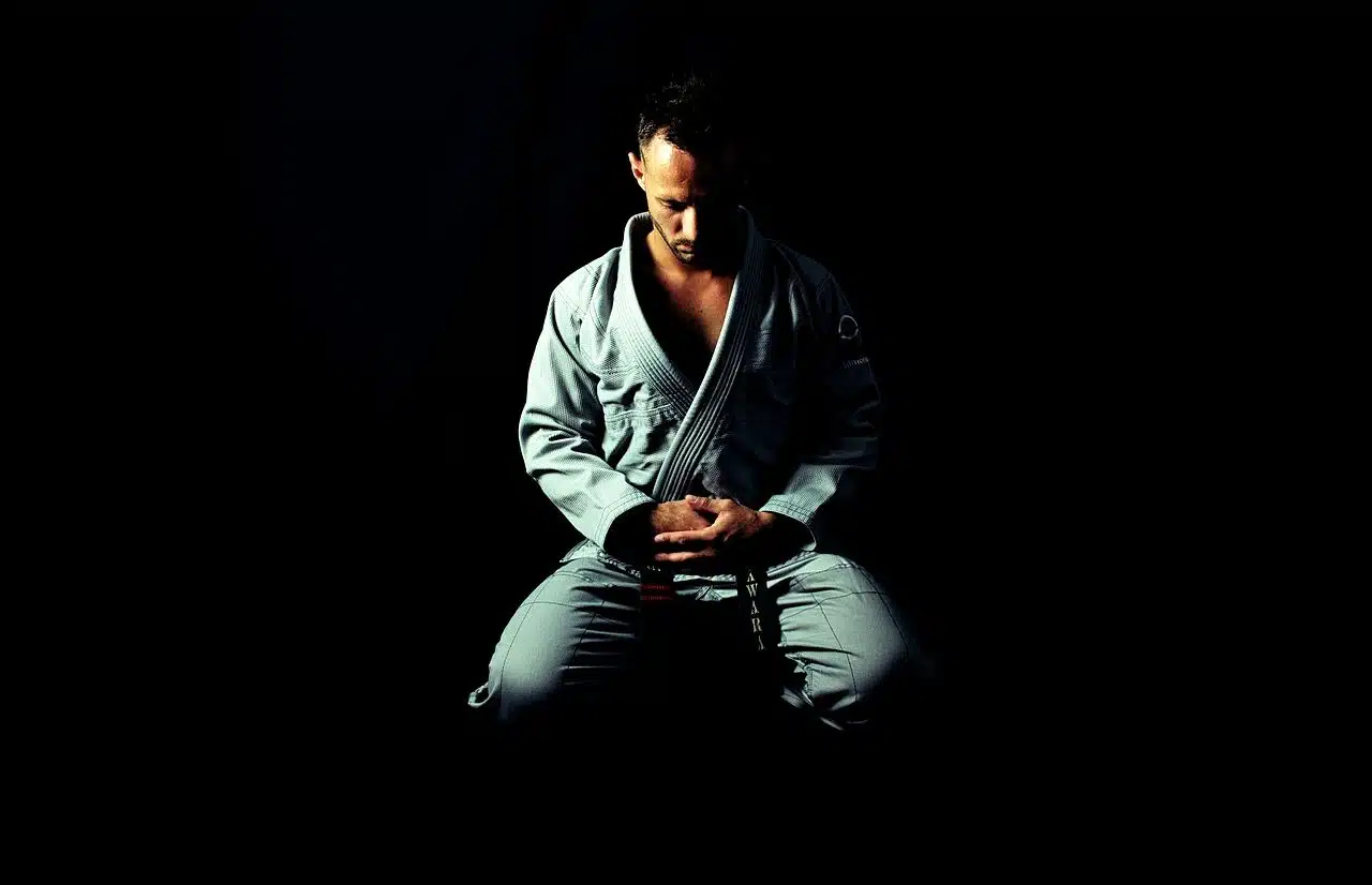 Martial arts student meditating