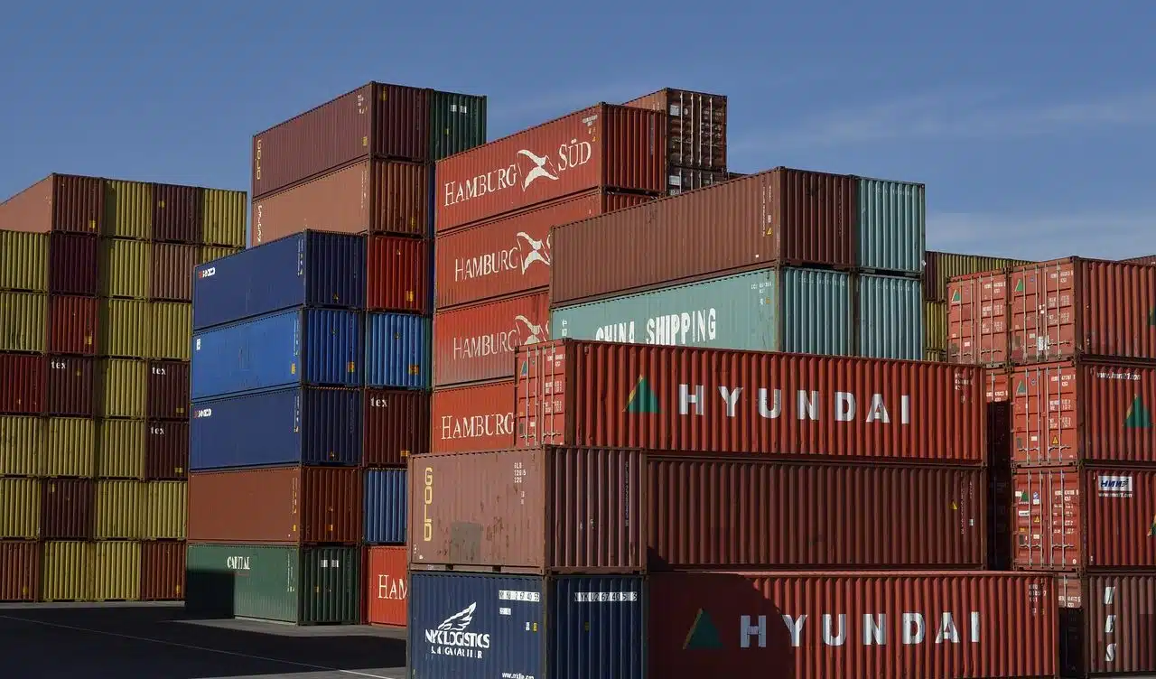 Freight containers in the port