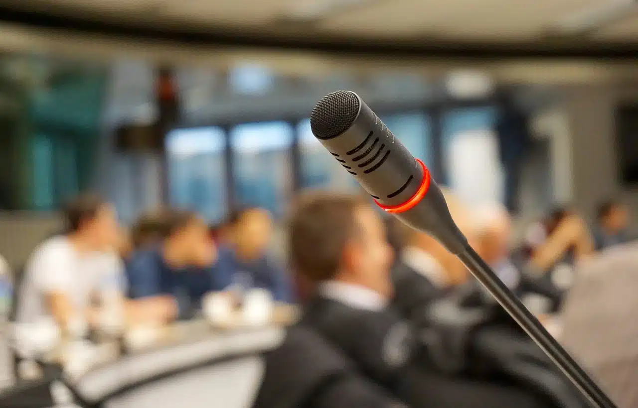 Meeting room with microphone