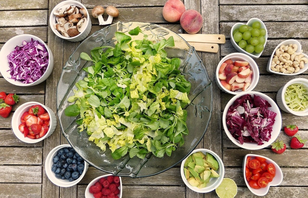 Several bowls of vegetables