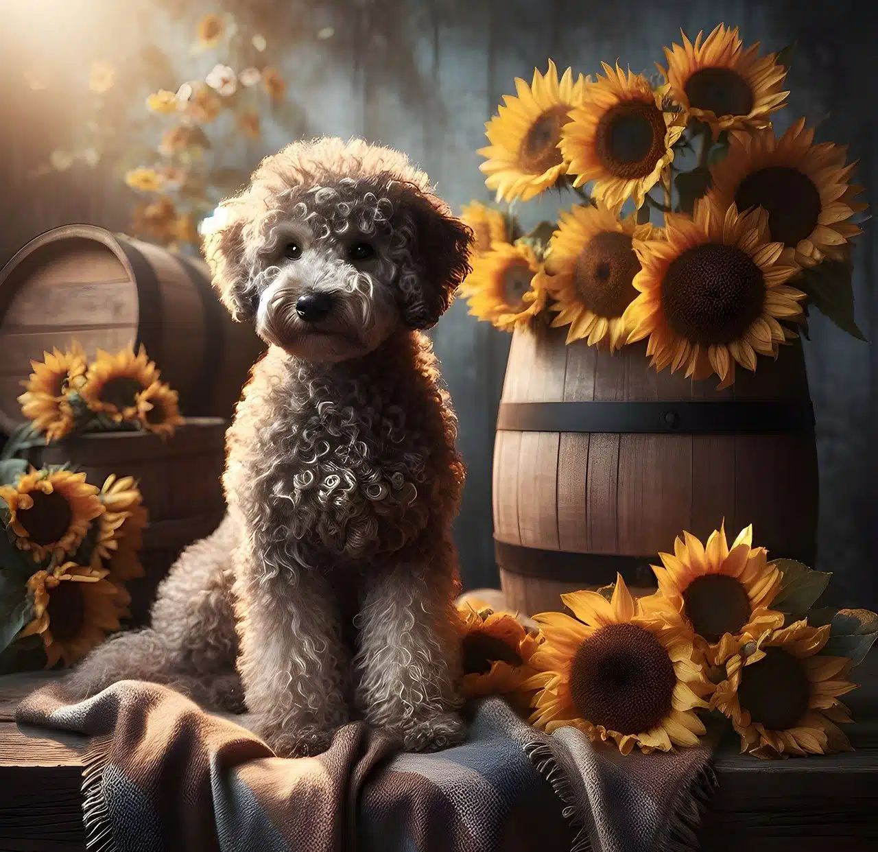 dog and flowers