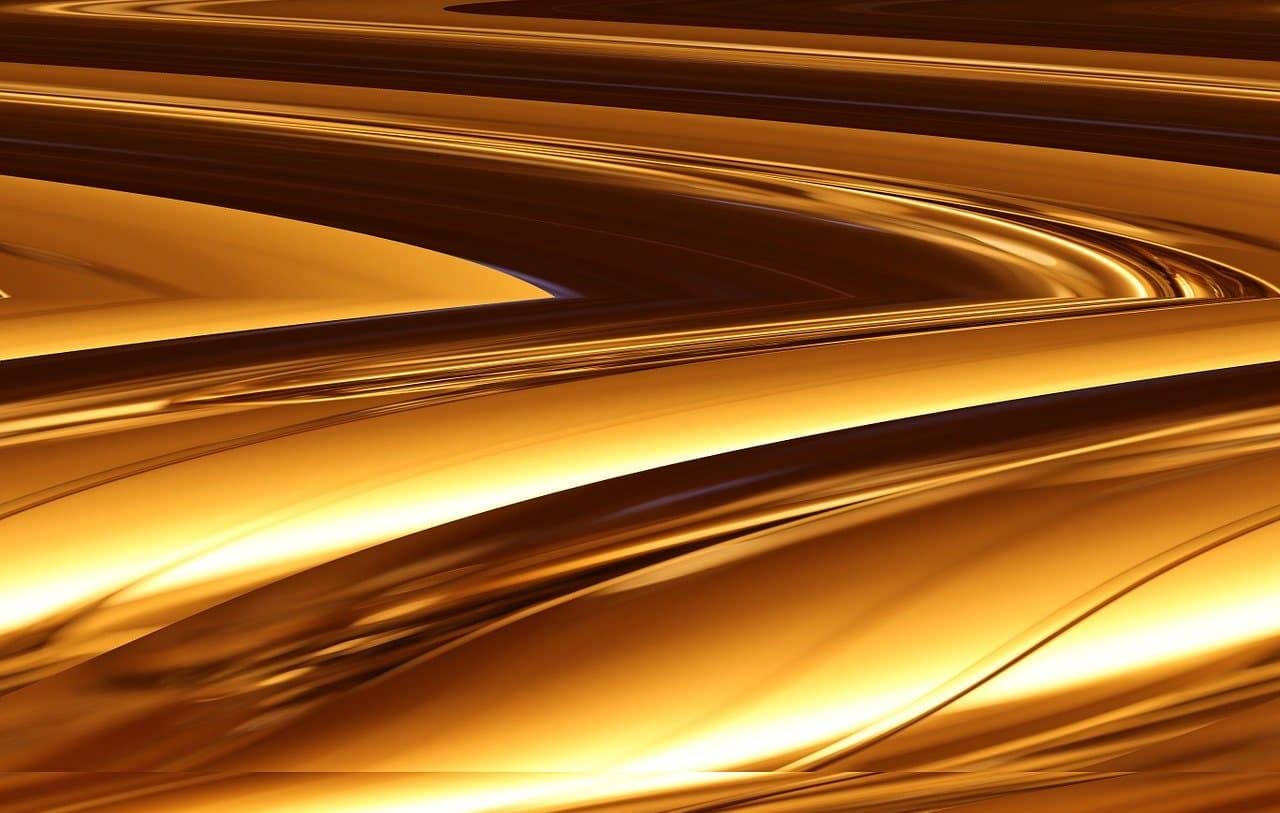 Golden lines forming a curved landscape