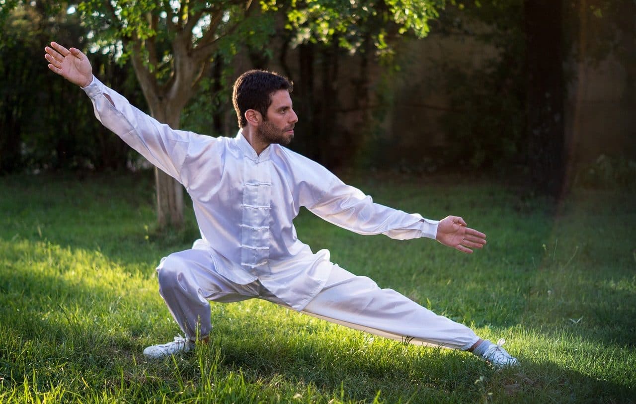 Man practicing relaxation in nature