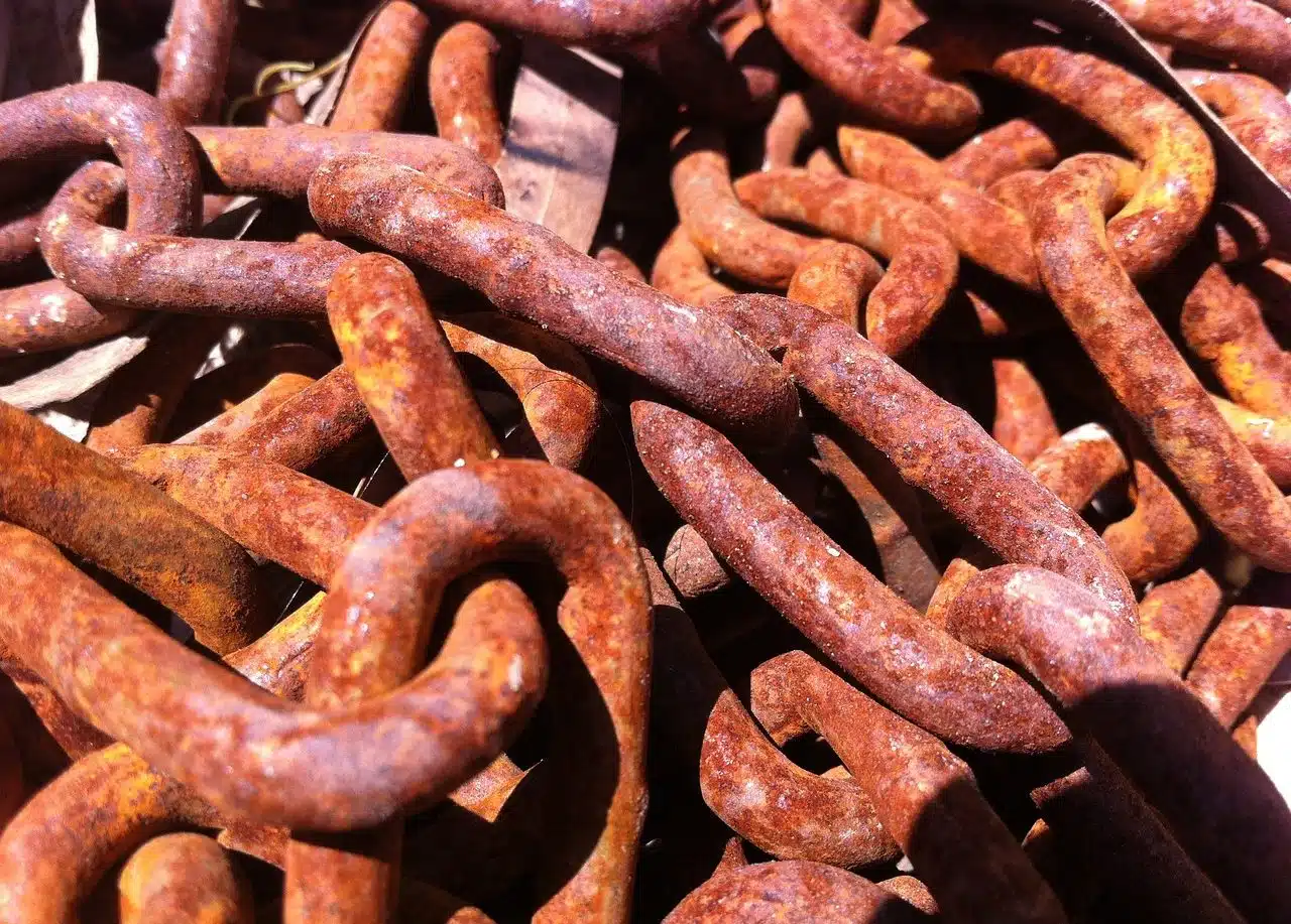 rusty iron chains