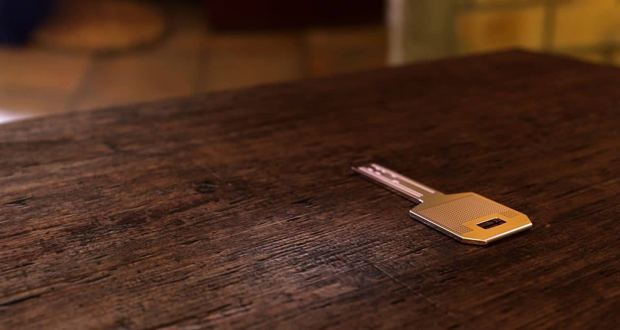 Car key on a table