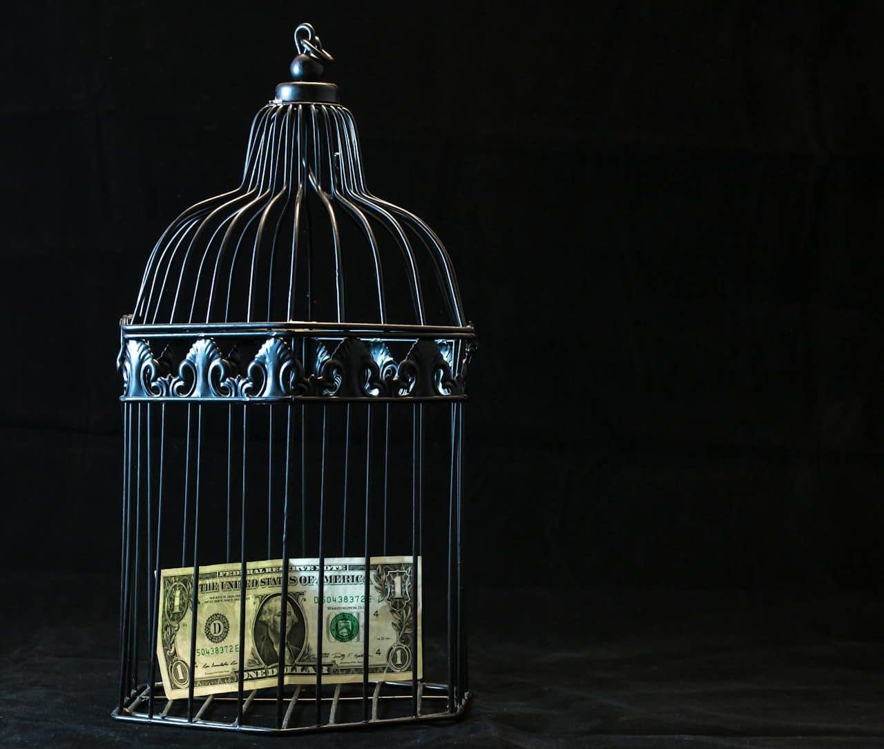 Money trapped in a cage