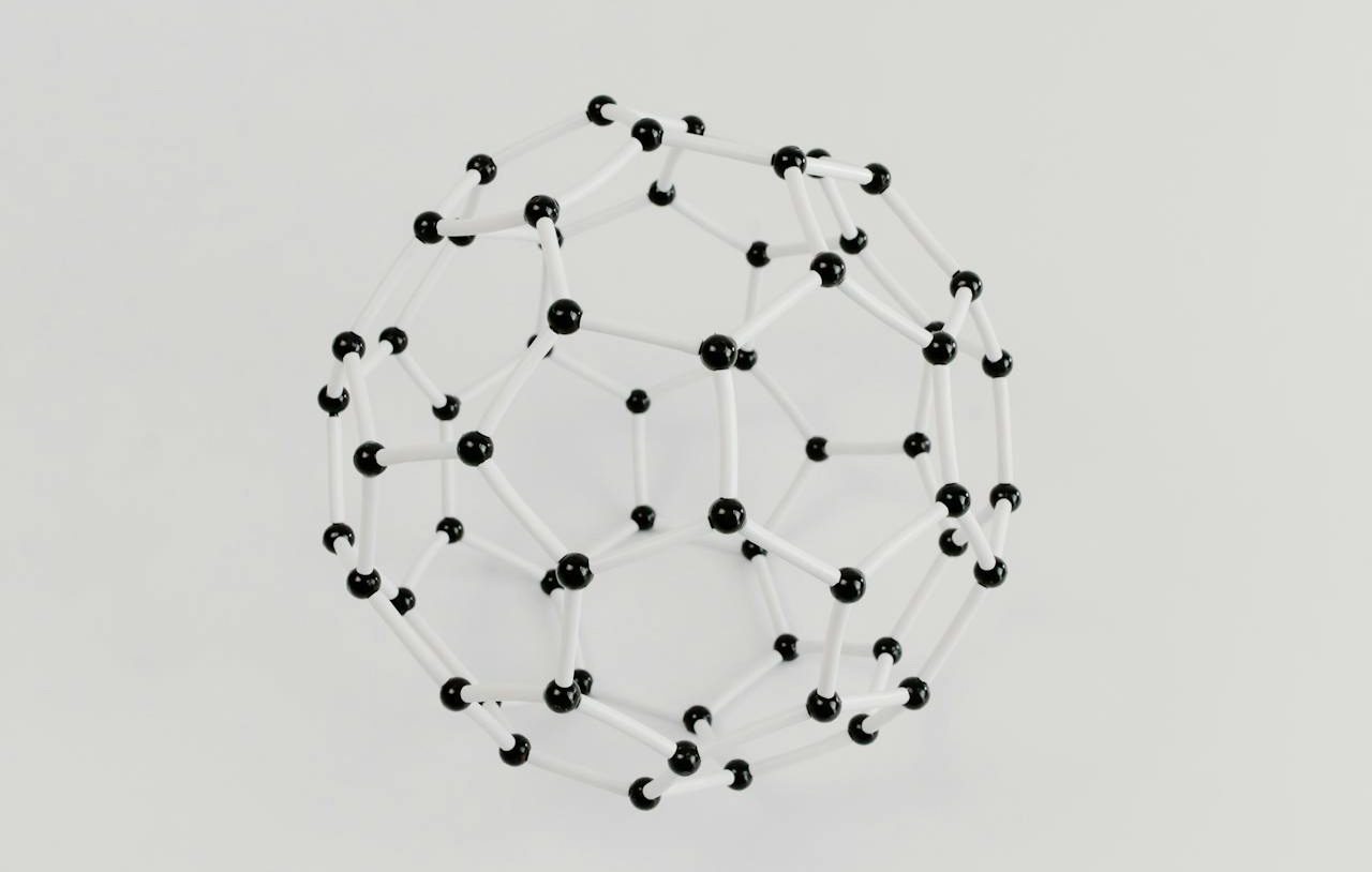 Network of black nodes and white links.